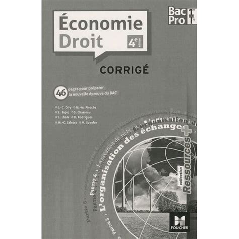 Economie Droit 1re/Tle Bac Pro - Corrigé | Rakuten