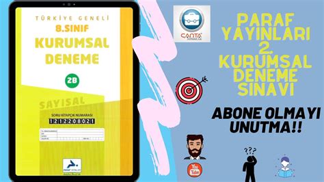 Paraf Yayınları Türkiye Geneli 2 Kurumsal Deneme Sınavı YouTube