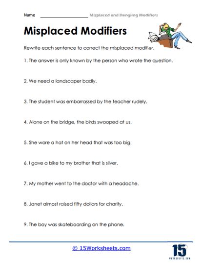 Dangling Modifiers 7 Worksheet 15
