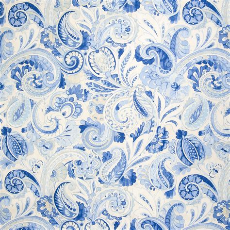 Porcelain Blue Contemporary Prints Upholstery Fabric