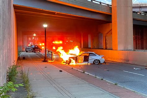Car Bursts Into Flames After Crash Near Pentagon City