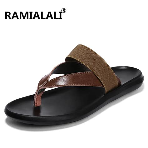 summer style casual beach male flip flops for men adult leather soft light non slip quality