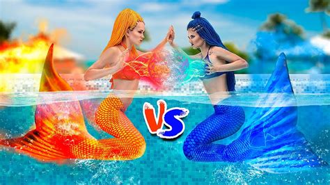 Hot Vs Cold Challenge Mermaid On Fire Vs Icy Mermaid Youtube
