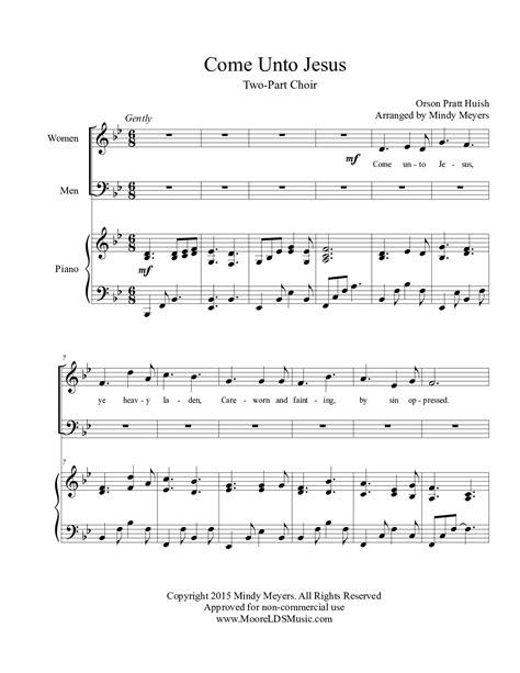 Come Unto Jesus By Mindy Meyers 2 Part Choir Satb Sb