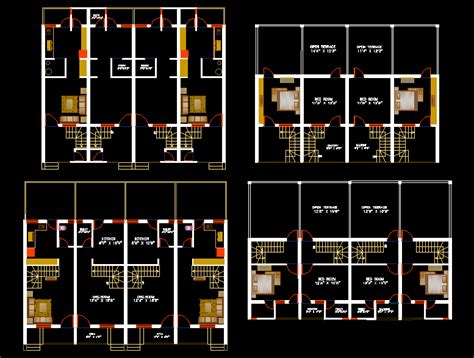 Row House Design Is Given In This Cad File Download This Cad File Now Cadbull