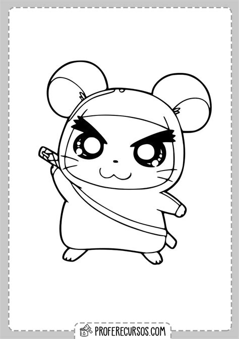 Dibujo Hamster Kawaii Colorear