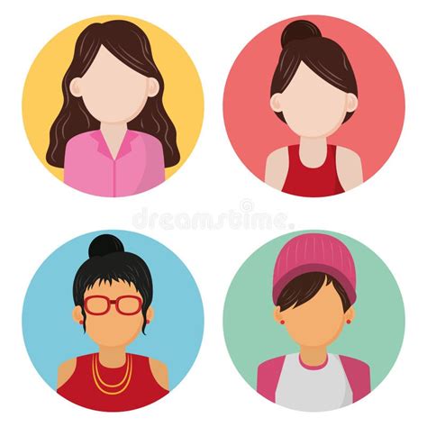 Set Of People Faceless Characters Icons Stock Vector Illustration Of