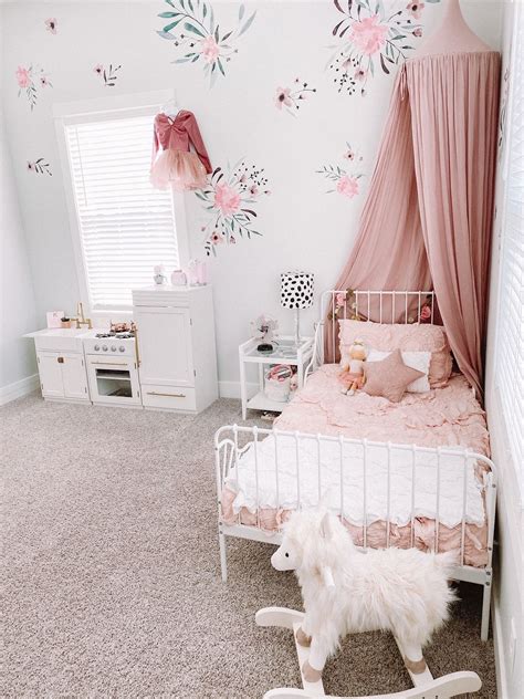 Pink Watercolor Flowers Wall Decals Toddler Girl Room Girl Bedroom