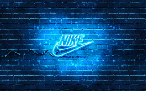 Descargar Fondos De Pantalla Nike Logo Azul 4k Azul Brickwall El
