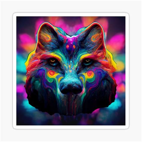 Trippy Wolf Psychedelic Art Sticker For Sale By KyoriStore Redbubble