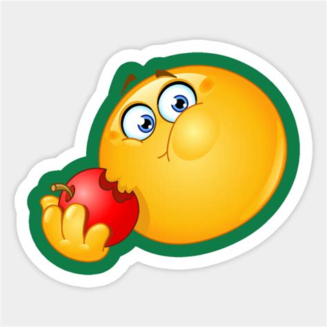 Emoji Emoticon Eating Apple Emoji Sticker Teepublic Uk