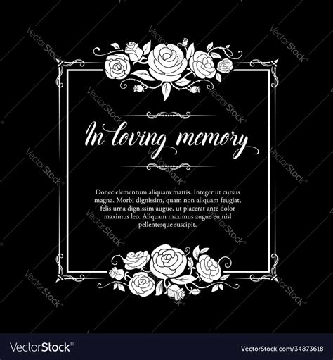 Funeral Frame With Roses Ornament And Condolence Vector Image