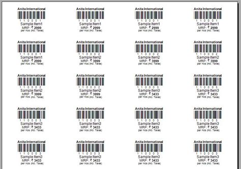 Sample Barcode Sheet