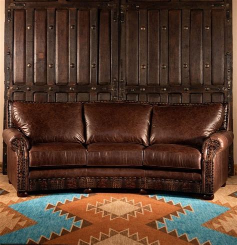 Texas Curved Leather Sofa Ranch Style Rustic Western Etsy In 2021