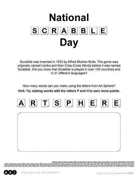 National Scrabble Day Handout Art Sphere Inc