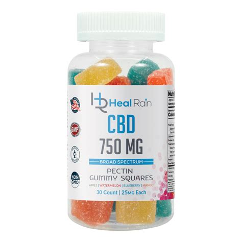Cbd Broad Spectrum Pectin Gummy Squares 30pcs 750mg Healrain Premium