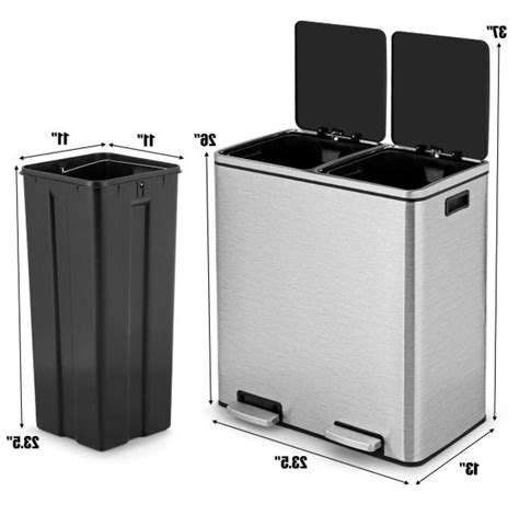 16 Gallon Double Trash Can Dual Compartments With