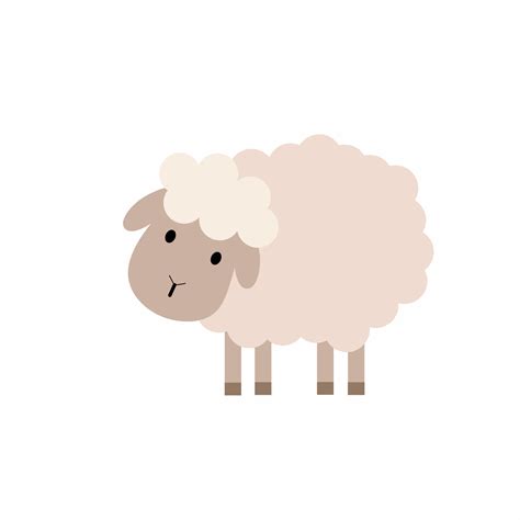Cute Sheep In Cartoon Style Childrens Illustration Of A Sheep Vector