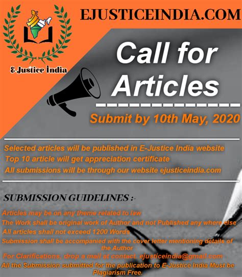 Call For Articles Free Publication E Justice India