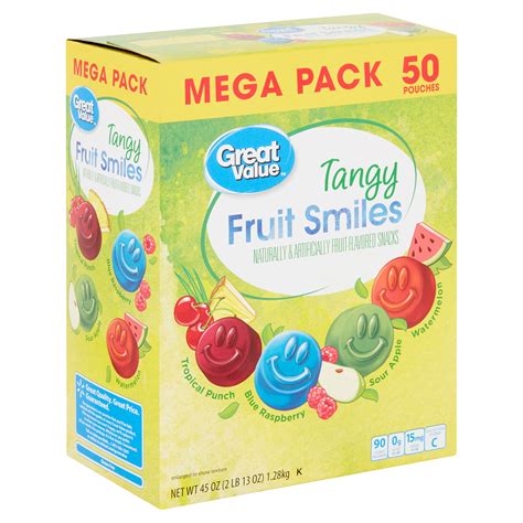 Great Value Tangy Fruit Smiles 09 Oz 50 Count