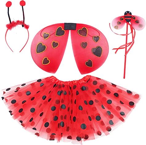 Ladybug Wings Costume Dress Up Clothes For Little Girls Kids Halloween