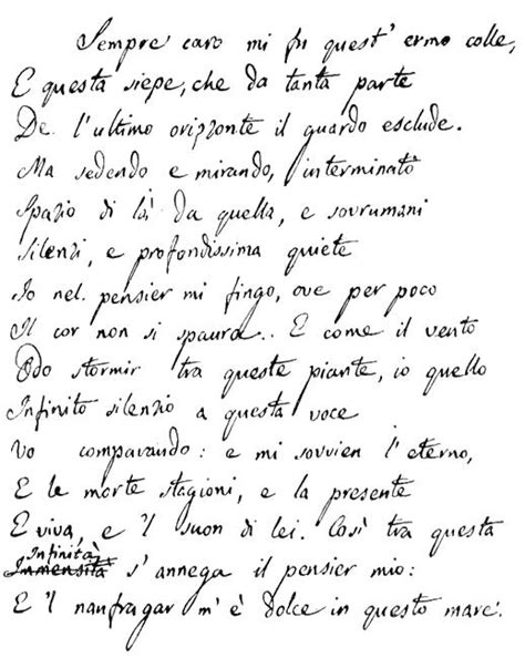 Giacomo Leopardi Linfinito 1819 Classici Italiani