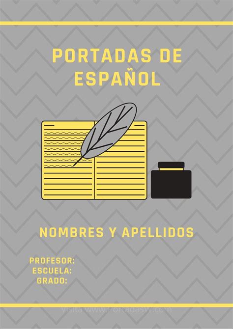 Portada Fácil De Español Gris En Word Portadas Word