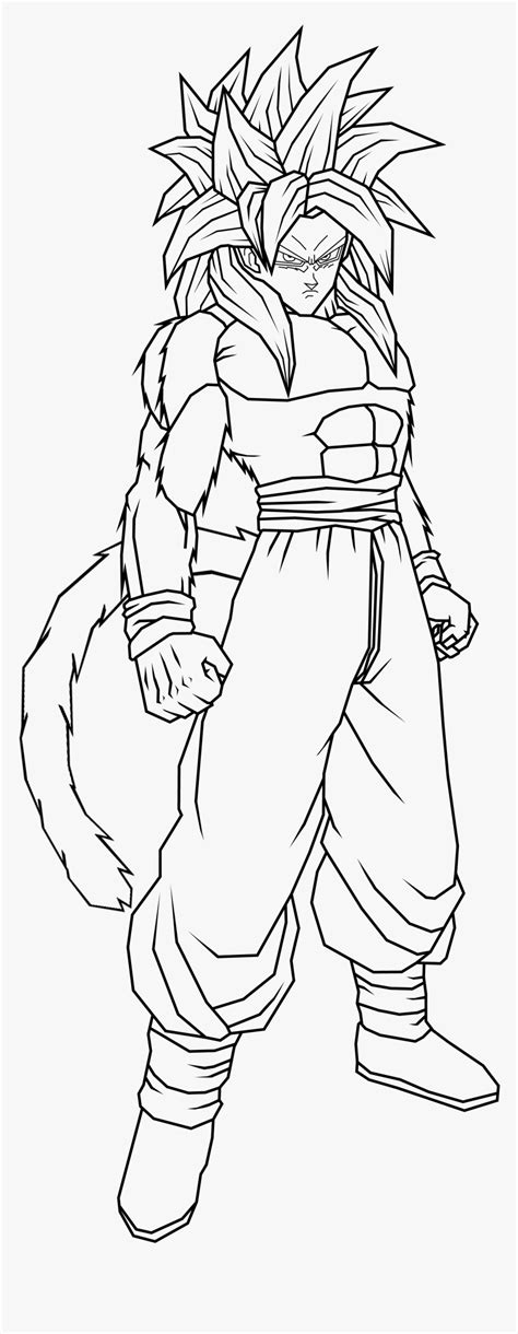 Goku Super Saiyan 4 Coloring Pictures Goku Ssj4 Para Dibujar Hd Png