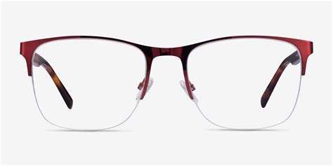 emmerson square burgundy and tortoise semi rimless eyeglasses eyebuydirect