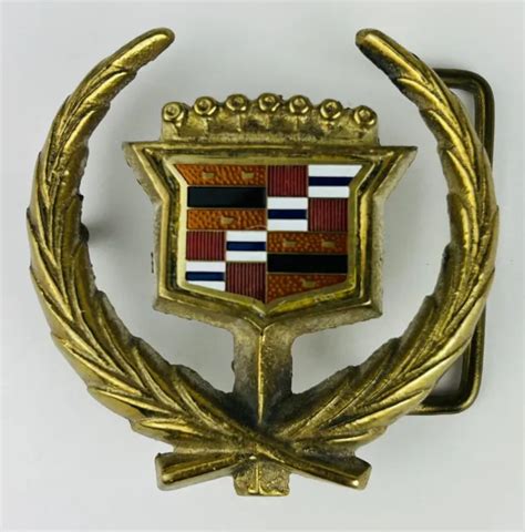 Cadillac Baron Emblem Logo Boss Hogg Solid Brass Belt Buckle Vintage