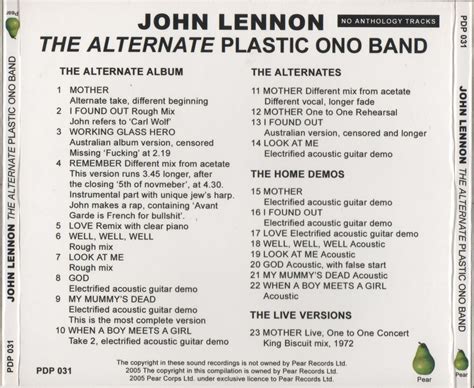World Of Bootlegs Bootleg John Lennon The Alternate Plastic Ono