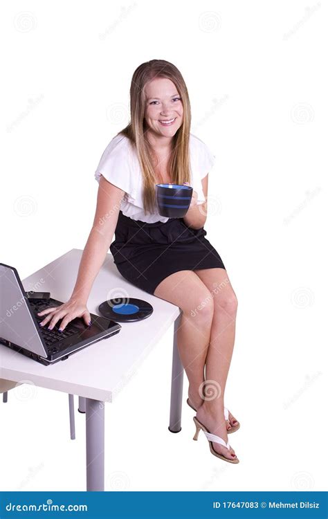 Woman Sitting On The Desk Stock Image Image Of Manager 17647083