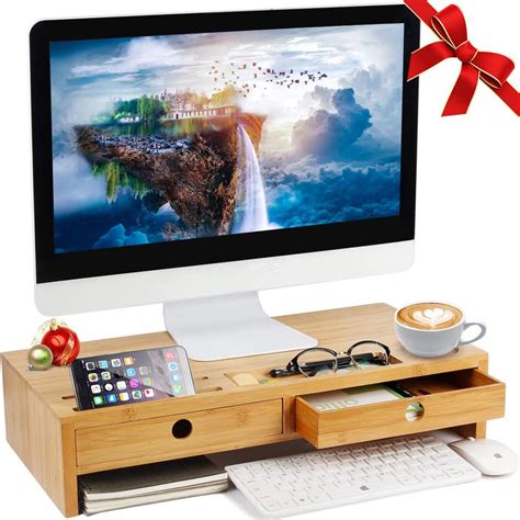 Monitor Stand Riser With Drawers Desktoplaptop Stand Riser With