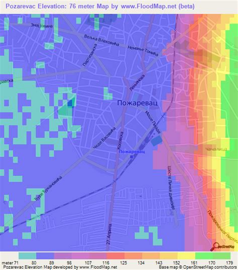 Elevation Of Pozarevacserbia Elevation Map Topography Contour