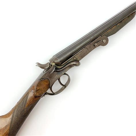 Belgian .410 side-by-side double barrel hammer shot gun with side lever