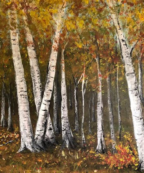 Birch Trees In Autumn Painting By Jennifer Richardson