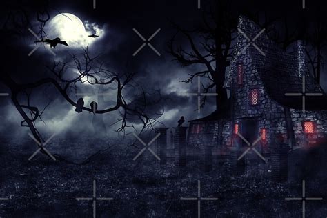 Haunted House And Crows By Annartshock Redbubble