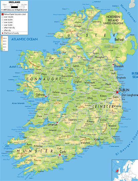 Printable Tourist Map Of Ireland Web Large Detailed Map Of Ireland With