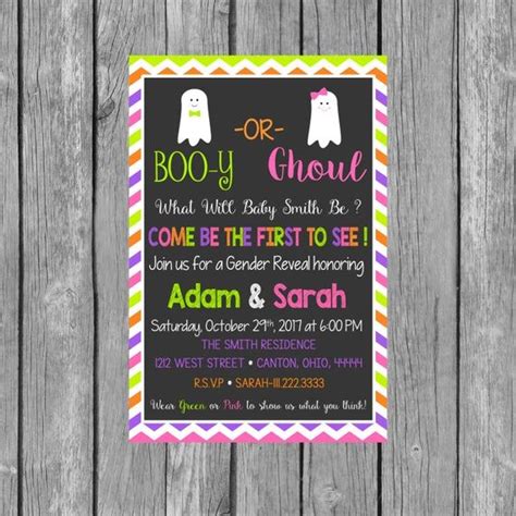 Halloween Gender Reveal Party Invitation Boo Y Or Ghoul Fall Gender