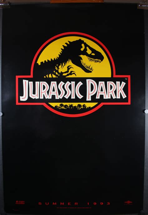 Jurassic Park Advance Yellow Logo Style Movie Theater Poster For Sale Original Vintage Movie