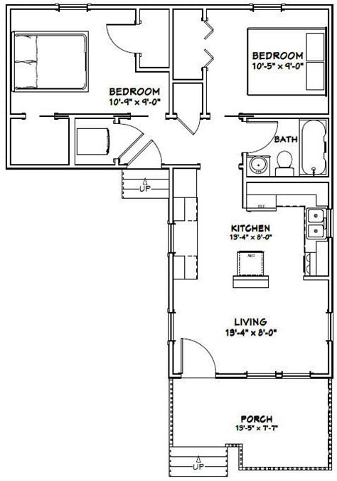 A house plan is a set of construction or working drawings (sometimes called blueprints) that define all the construction specifications of a residential house such as the dimensions, materials, layouts, installation methods and techniques. 14x32 House -- #14X32H1V -- 643 sq ft - Excellent Floor Plans | Small apartment floor plans, L ...