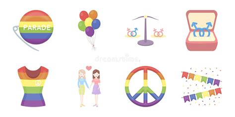 Gay And Lesbian Icons In Set Collection For Design Stock Vector Illustration Of Sexual Icon