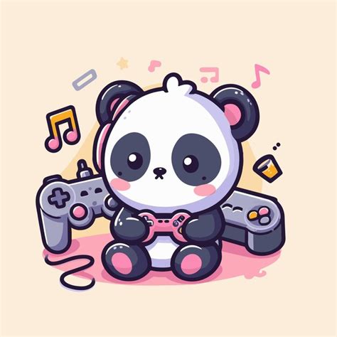 Premium Vector Cute Panda Playing Games Vector Illustrations