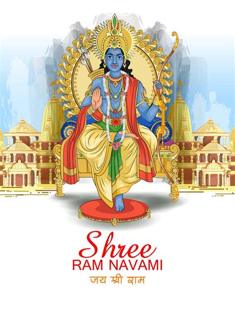 Lord Rama For India Festival Happy Ram Navami Background With Hindi