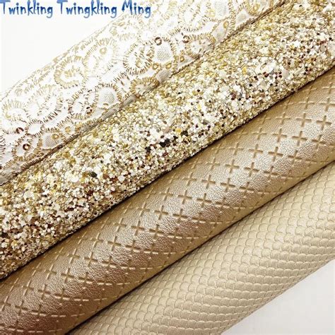 Gold Faux Leather Sheet Metallic Glitter Fabric Metallic Glitter A4