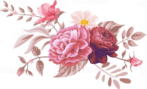 Rose Flower And Botanical Leaf Digital Painted 9597061 Png