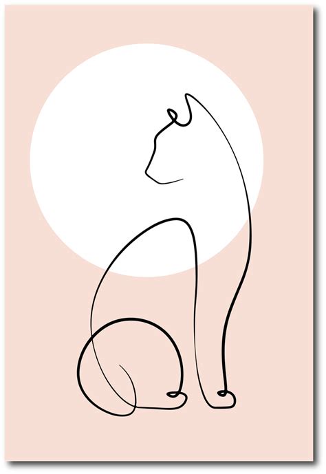 Free Simple And Minimalist Line Art Of Cat Vector 17152