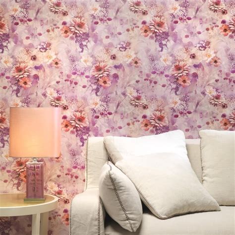 Sample Rasch Pink Flowers Pattern Wallpaper