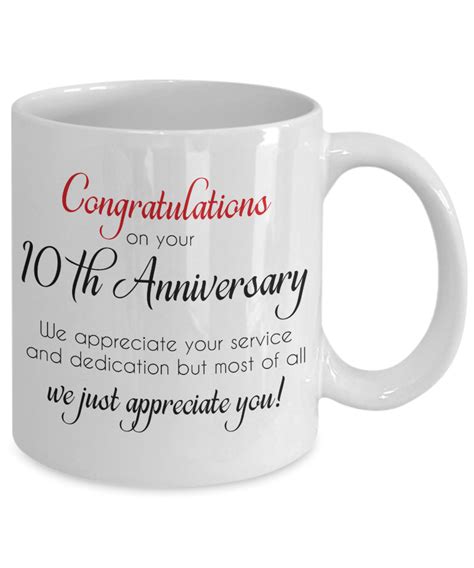 Th Work Anniversary Gift Mug Employee Appreciation Thank You For