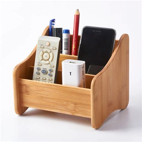Bamboo Desk Organizer Desktop Caddy With Drawer Holder For All Iphones